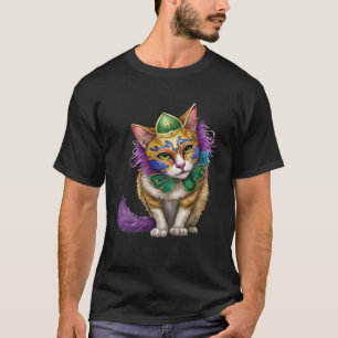 Camiseta Gato Mardi Gras Feliz Carnaval de Mardi Gras Gato 