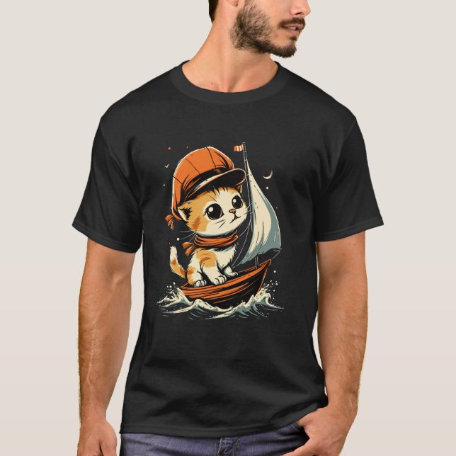Camiseta Gato Marinheiro a Vela (Frente)