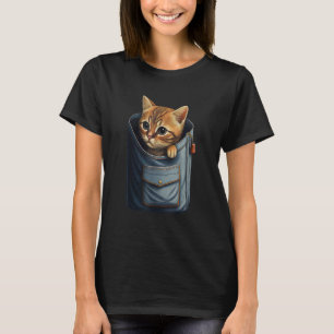 Camiseta Gato Marrom Senta no Bolso Gatos
