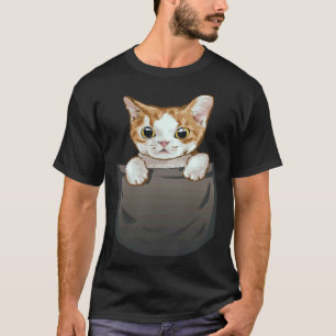 Camiseta Gato Marrom Senta No Bolso Kitty Miando Fã de Gato