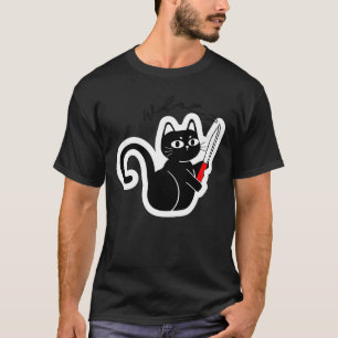Camiseta Gato Mau Engraçado com Faca – Design de Humor Negr