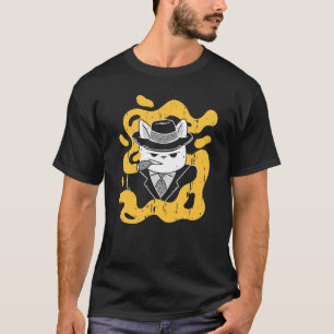 Camiseta Gato Mau Gato Engraçado Gângster Gatinho Mau
