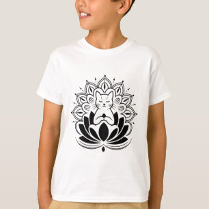 Camiseta Gato Meditando Flor de Lótus Zen Enthusista de Yog
