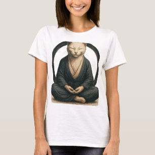 Camiseta Gato Meditando Zen – Arte de Yoga Mindfulness do C