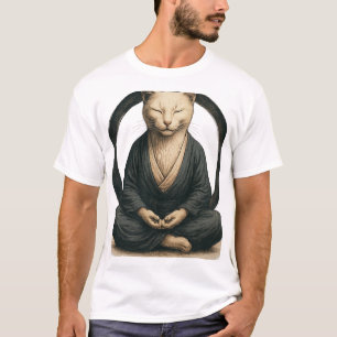 Camiseta Gato Meditando Zen – Arte de Yoga Mindfulness do C