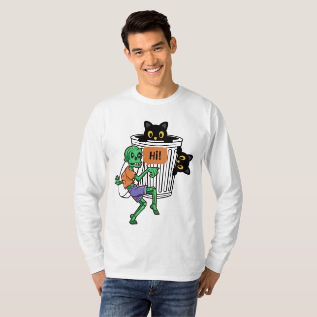 Camiseta Gato Medroso Halloween (Frente Completa)