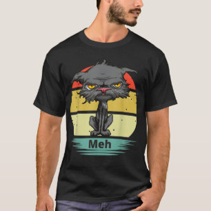 Camiseta Gato Meh Engraçado Gato Entediado Com Olhos Amarel