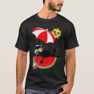 Camiseta Gato & Melancia Suculenta Meninos Meninas Verão Re