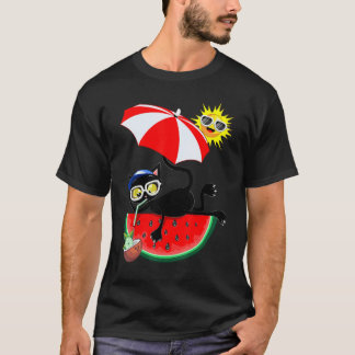 Camiseta Gato & Melancia Suculenta Meninos Meninas Verão Re