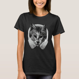 Camiseta Gato Melômano Com Headset De Áudio De Dj Gatinho