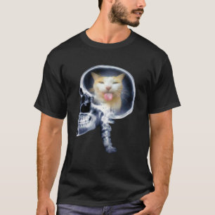 Camiseta Gato Meme Blep Kitty Raio-X Cérebro Engraçado