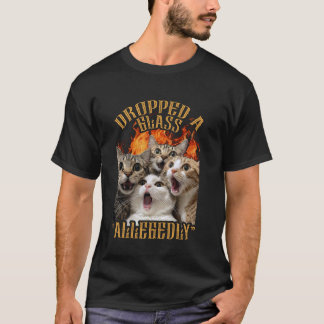 Camiseta Gato Meme da GenZ Engraçado Gato Derrubou Copo Ale