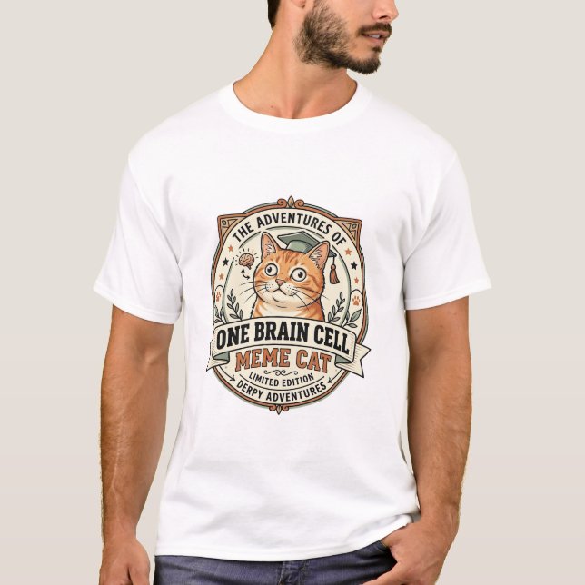 Camiseta Gato Meme de Uma Célula Cerebral Gato Meme de Uma  (Frente)