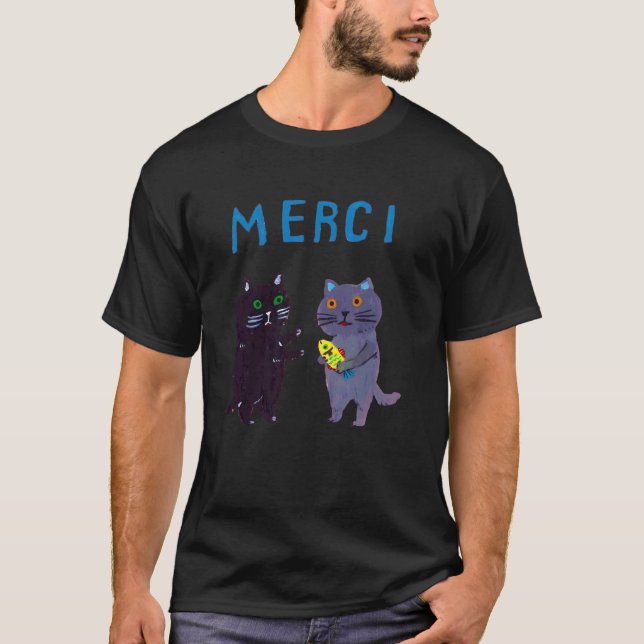 Camiseta Gato Merci Engraçado (Frente)