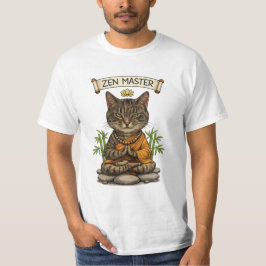 Camiseta Gato Mestre Zen Engraçado Presente Gato Tabby Cinz