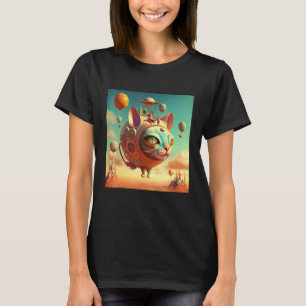 Camiseta Gato Metafísico Mágico Surrealista com Balão de Ar