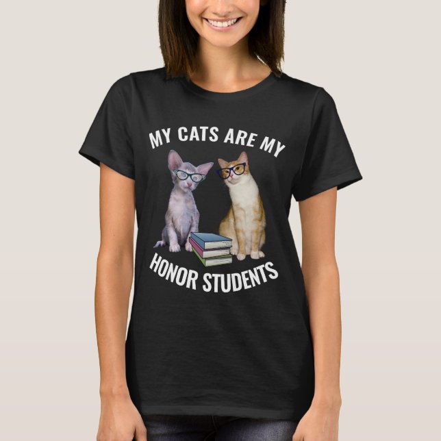 CAMISETA GATO - MEUS GATOS SÃO MEUS ALUNOS HONRISTAS (Frente)