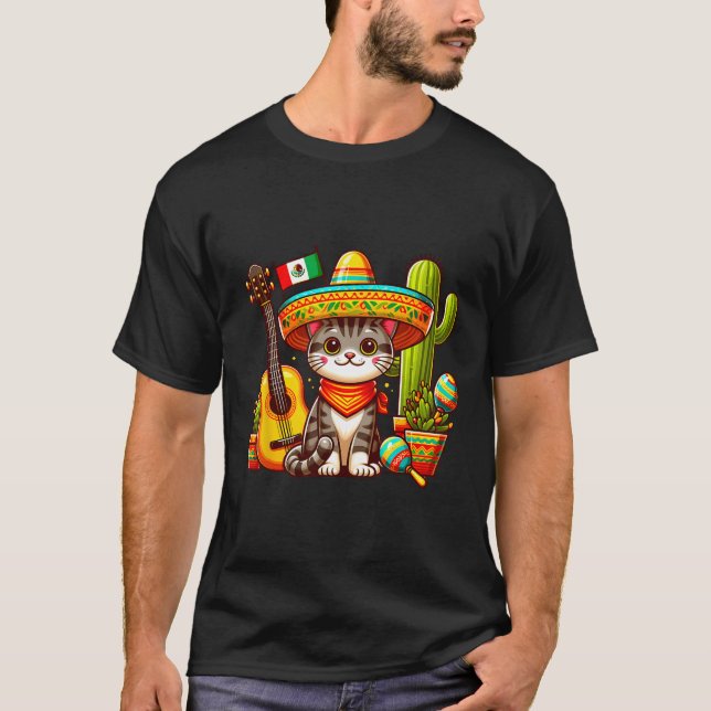Camiseta Gato Mexicano Cinco de Mayo Kitten Vamos Fiesta Vi (Frente)