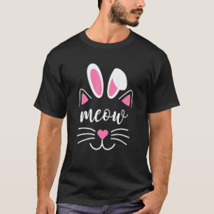 Camiseta Gato Miau Face Dia de Páscoa Orelhas de Coelho Gat