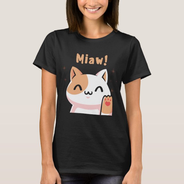 Camiseta Gato Miaw-Gatinho-Gato Engraçado (Frente)