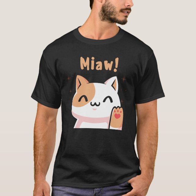 Camiseta Gato Miaw-Gatinho-Gato Engraçado (Frente)