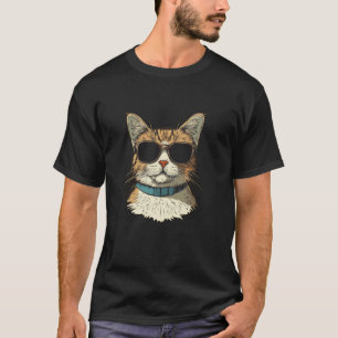 Camiseta Gato Misterioso com Óculos de Sol Vazios Declaraçã