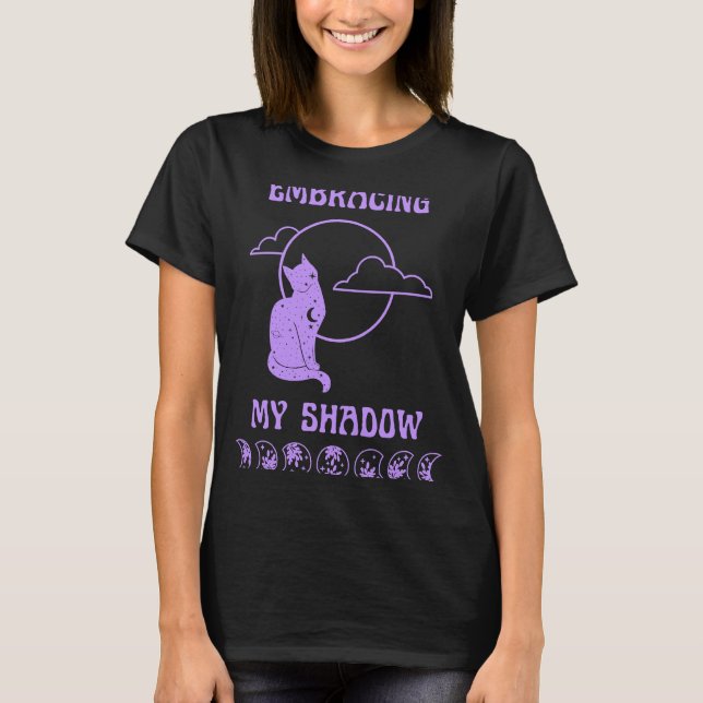 Camiseta Gato Místico e Espiritual de Fase da Lua de Trabal (Frente)