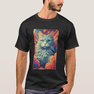 Camiseta Gato Mitológico Nuvens Kitten Meow Felino Gatos