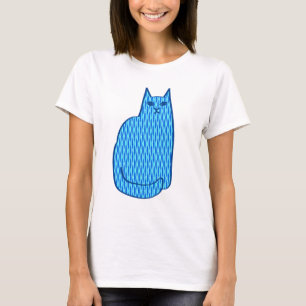 Camiseta Gato Moderno do Século médio, Cobalto e Azul Claro