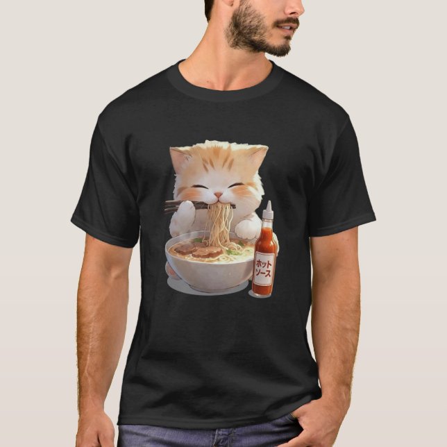 Camiseta gato Molho de Macarrão Japonês (Frente)
