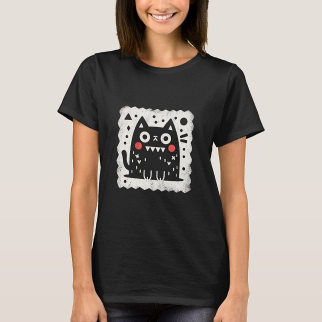Camiseta Gato-monstro-desenhado-pela-mão (Frente)