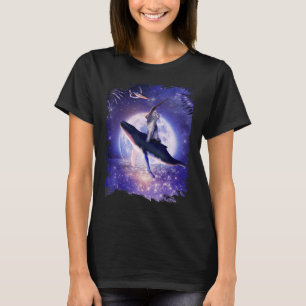 Camiseta Gato Montado em Baleia no Espaço Lua