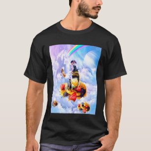 Camiseta Gato Montado em Camelo nas Nuvens e Waffles