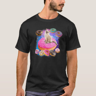 Camiseta Gato Montado em Donut na Galáxia