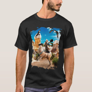 Camiseta Gato Montado em Lhama