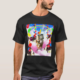 Camiseta Gato Montado em Lhama Com Sundae E Jelly Beans Pre