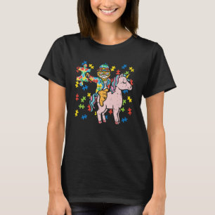 Camiseta Gato Montando Puzzles de Unicórnio Conscientização