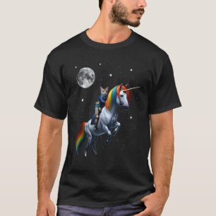 Camiseta Gato Montando Unicórnio