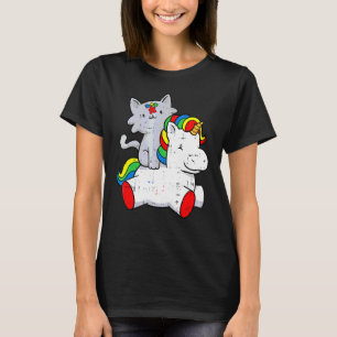 Camiseta Gato Montando Unicórnio Conscientização do Autismo