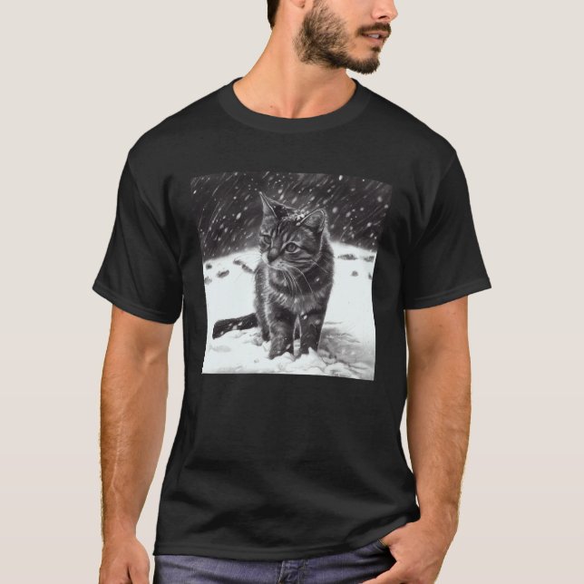 Camiseta Gato Mordendo Neve (Frente)