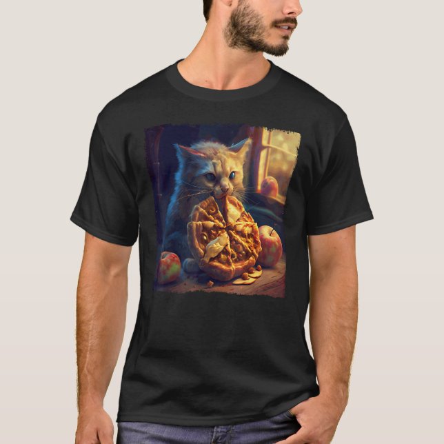 Camiseta Gato Mordendo Torta de Maçã (Frente)