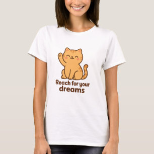 Camiseta Gato Motivacional Cujo Kawaii Positive Vibes T-S