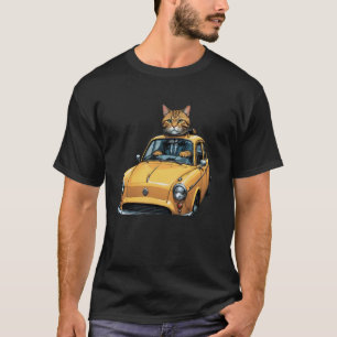 Camiseta Gato Motorista em Táxi Amarelo Gráfico Divertido P