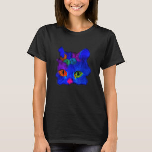 Camiseta Gato multicolorido rosto meow gatinho fofo arte g
