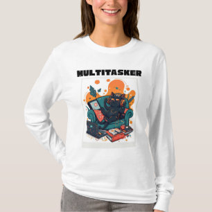 Camiseta Gato Multitarefa - Gato Engraçado e Preguiçoso de