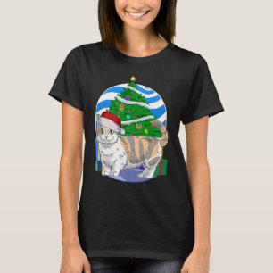 Camiseta Gato Munchkin Fofinho Papai Noel Decoração de Árvo