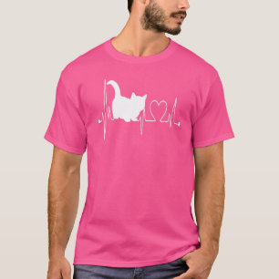 Camiseta Gato Munchkin Heartbeat Ekg Eu Amo Meu Gato Munchk