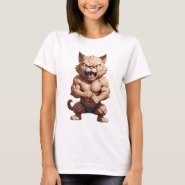 Camiseta Gato muscular zangado e engraçado