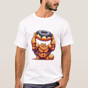 Camiseta Gato Musculoso Levantando Donut