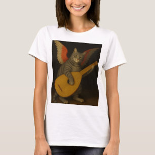 Camiseta Gato Músico Alado Tocando Alaúde Arte